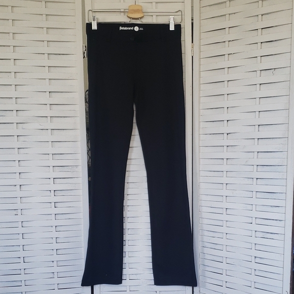 Betabrand Black Elastic Waist Pull On Straight Slim Leg Stretch Pants Size S - Picture 1 of 5